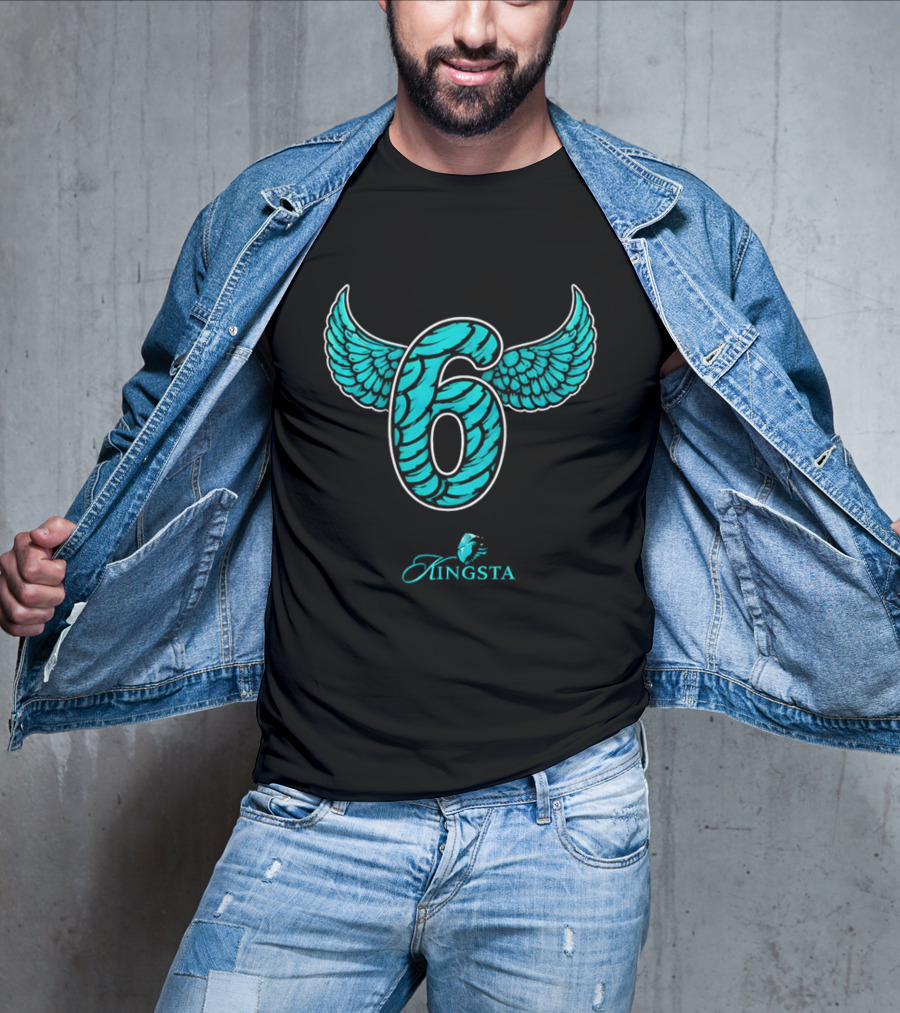 Kingsta Turquoise Feathered Wings Number 6 T-Shirt