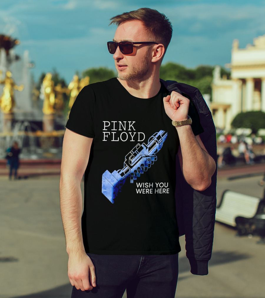 Pink Floyd Wish You Were Here Blue Mechanical Robot Handshake T-Shirt