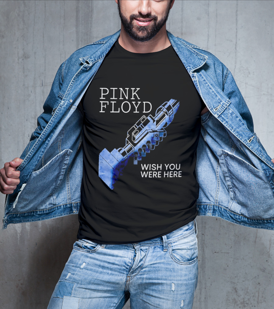Pink Floyd Wish You Were Here Blue Mechanical Robot Handshake T-Shirt
