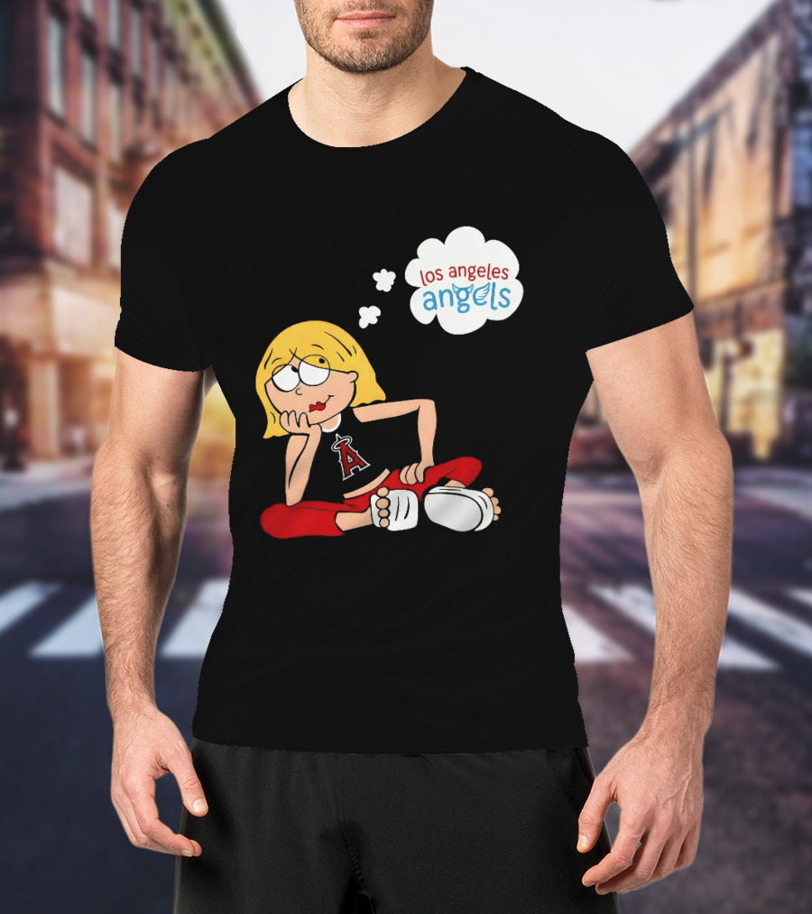 Los Angeles Angels MLB Blonde Girl Thought Bubble Sitting Pose T-Shirt