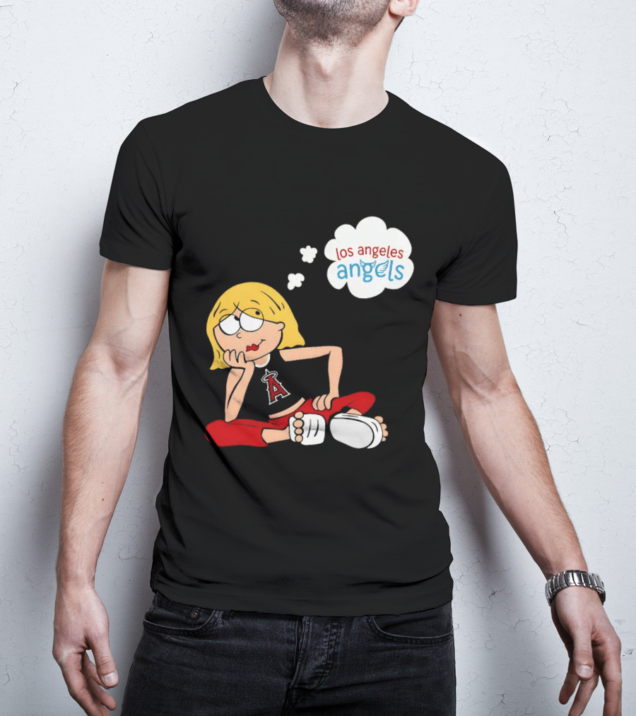 Los Angeles Angels MLB Blonde Girl Thought Bubble Sitting Pose T-Shirt
