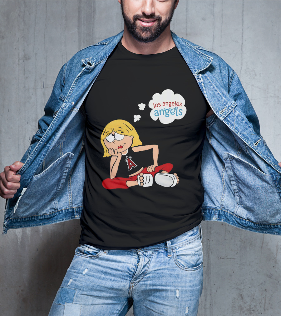 Los Angeles Angels MLB Blonde Girl Thought Bubble Sitting Pose T-Shirt