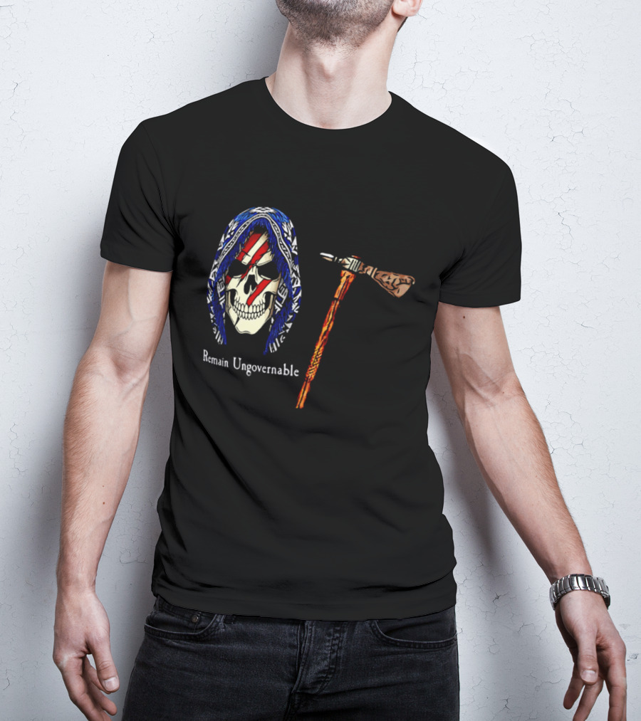 Remain Ungovernable Hooded Skull With Hammer Anti Authority T-Shirt