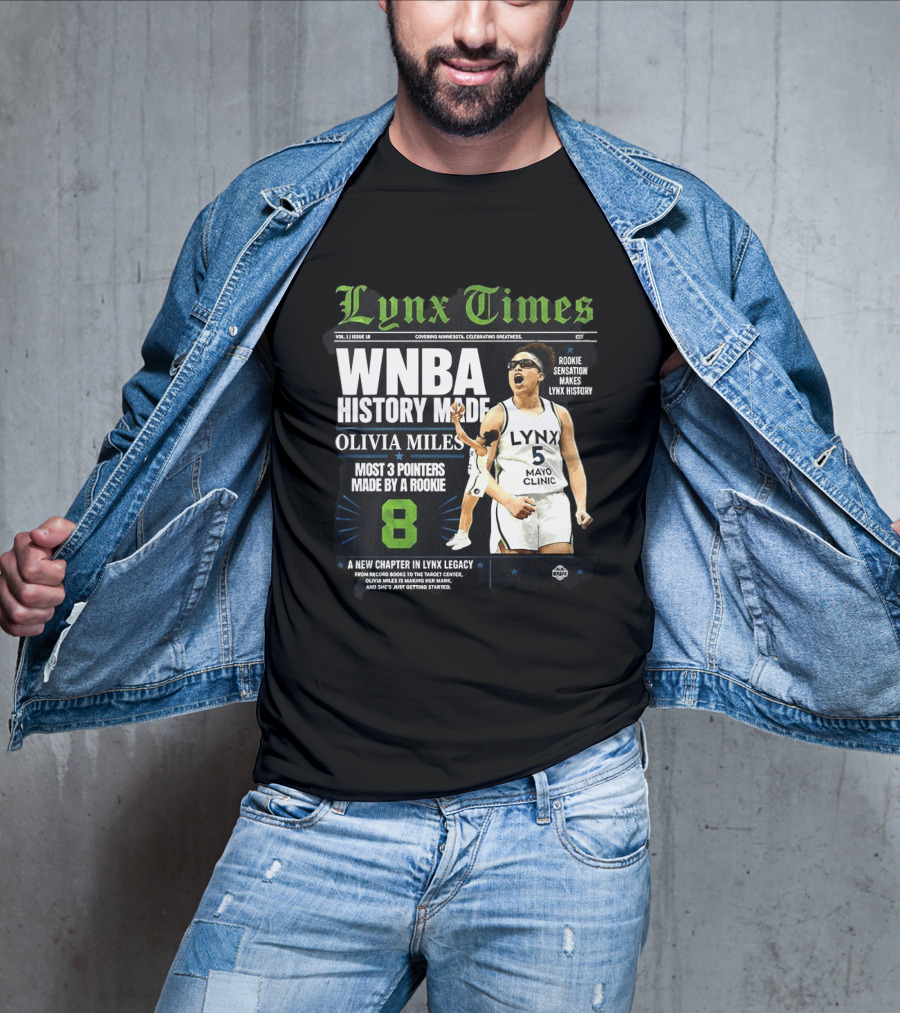 WNBA History Made Olivia Miles Lynx Times Most 3 Pointers By A Rookie T-Shirt
