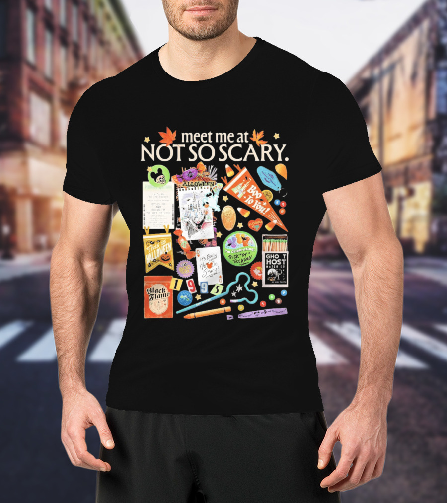 Meet Me At Not So Scary Boo To You Disney Halloween Trick Or Treating Black Flame Candle Halloween Party T-Shirt
