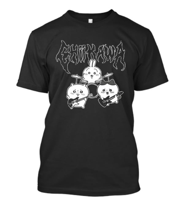 Chiikawa Kawaii Metal Band Characters With Instruments T-Shirt