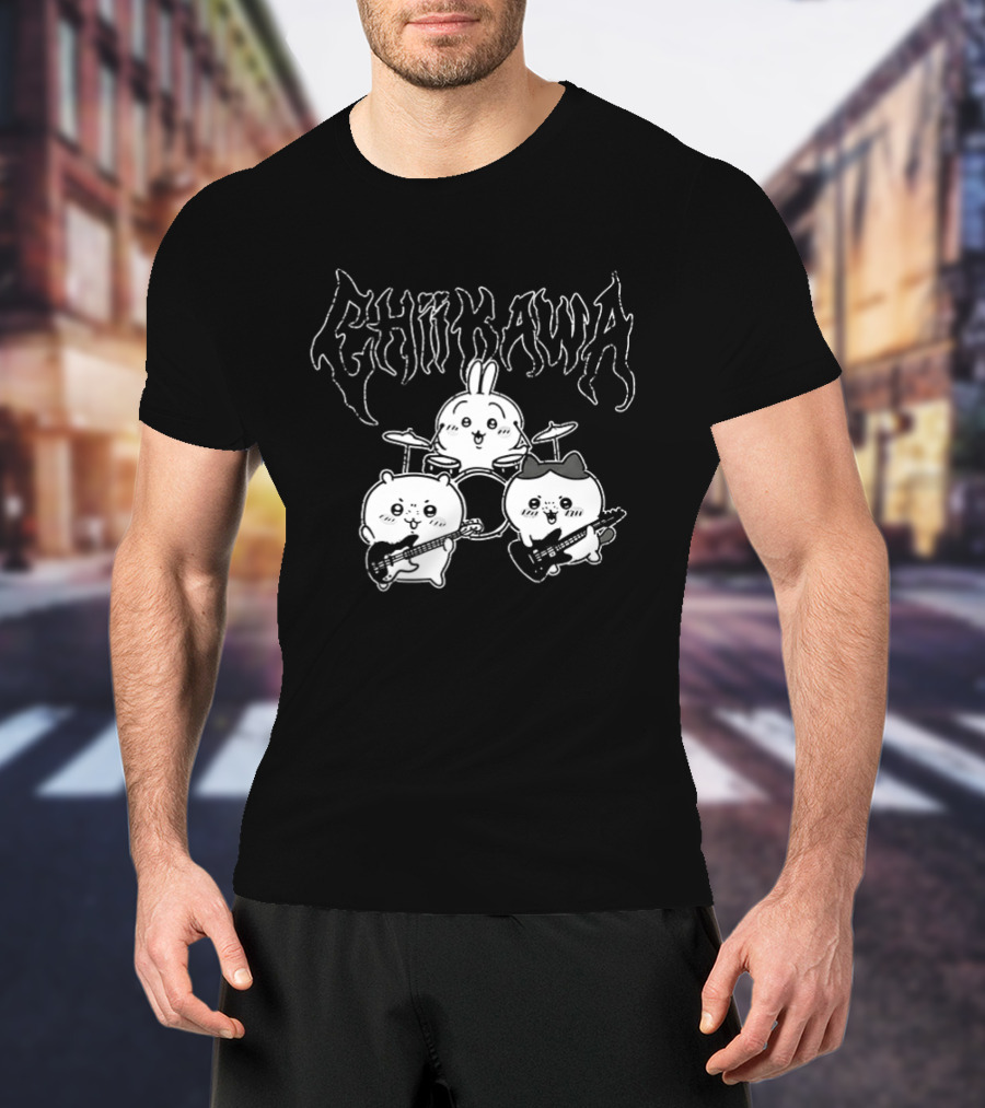 Chiikawa Kawaii Metal Band Characters With Instruments T-Shirt