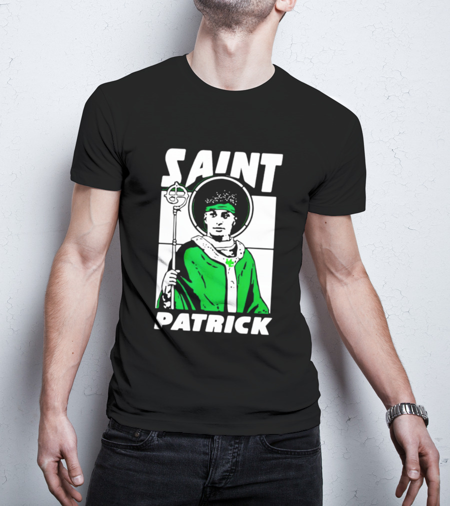 Saint Patrick Mahomes Kansas City Chiefs Iconic Green Halo And Staff T-Shirt