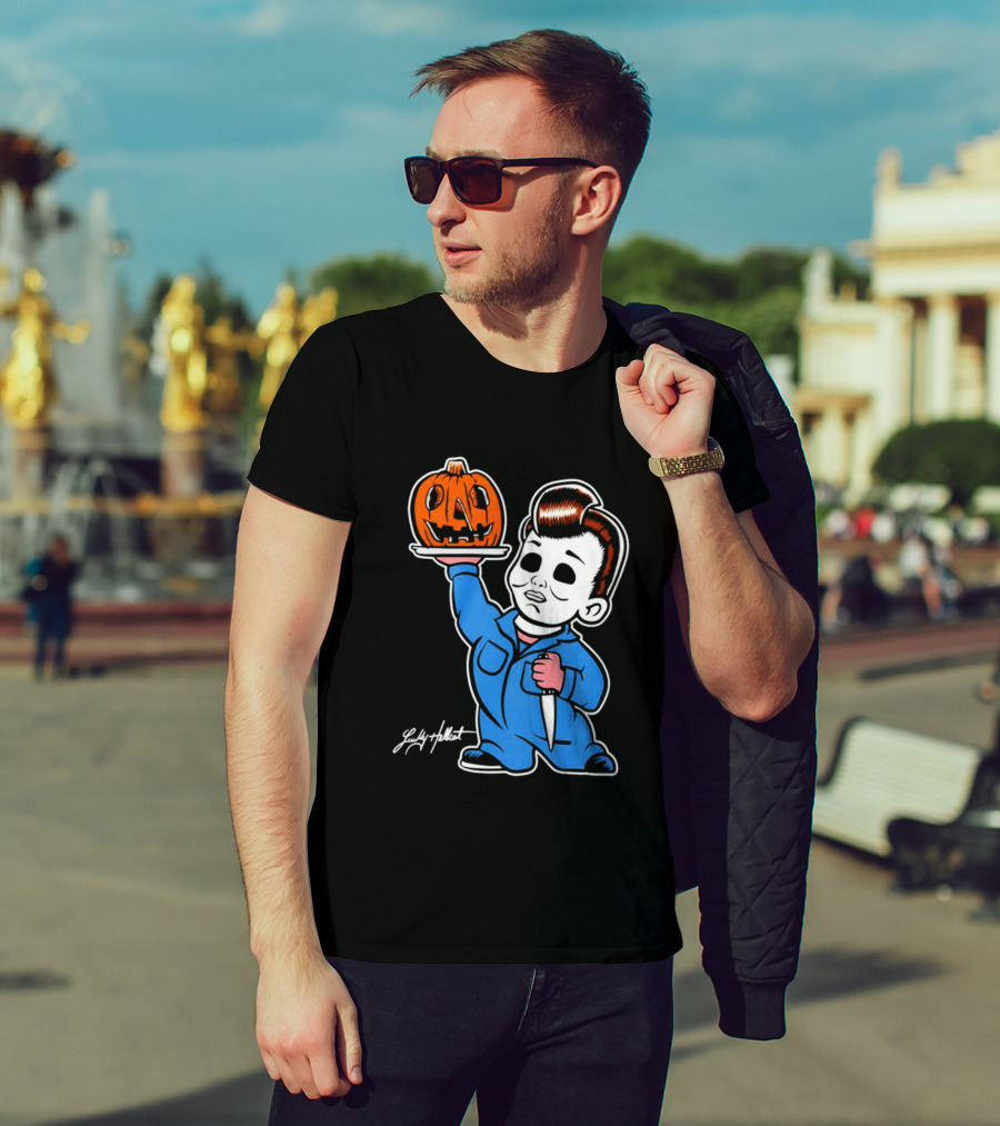 Michael Myers Big Boy Halloween Pumpkin Knife T-Shirt