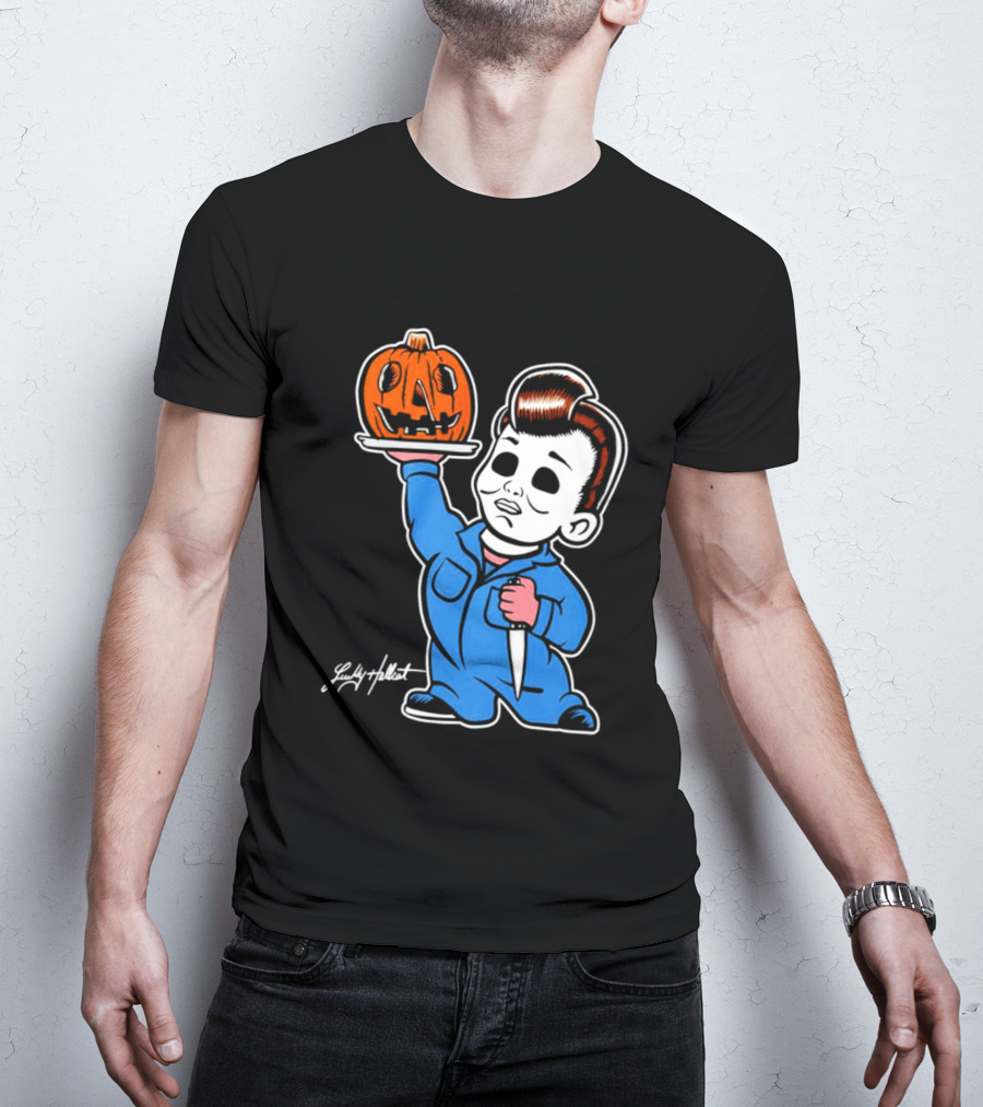 Michael Myers Big Boy Halloween Pumpkin Knife T-Shirt
