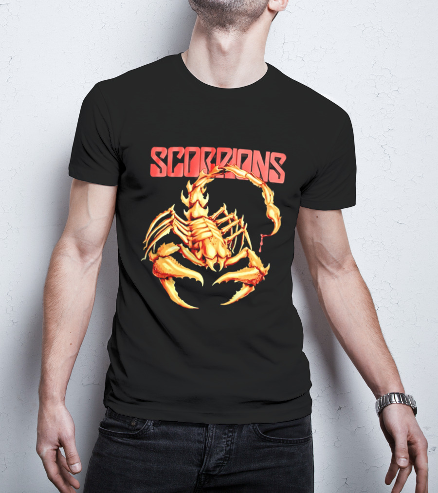 Scorpions Golden Metallic Skeleton Dripping Blood T-Shirt