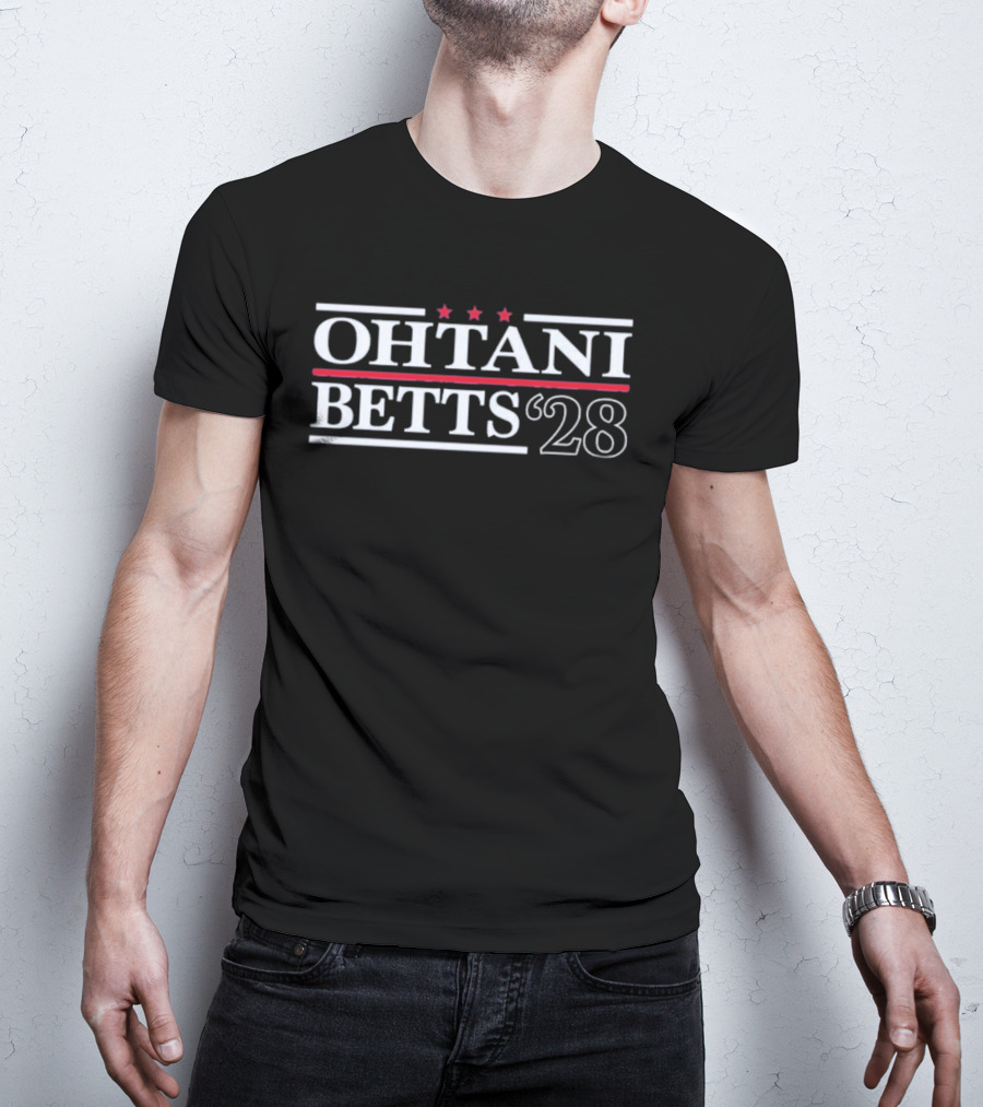 Ohtani Betts 2028 Dodgers Stars Three Red Campaign T-Shirt