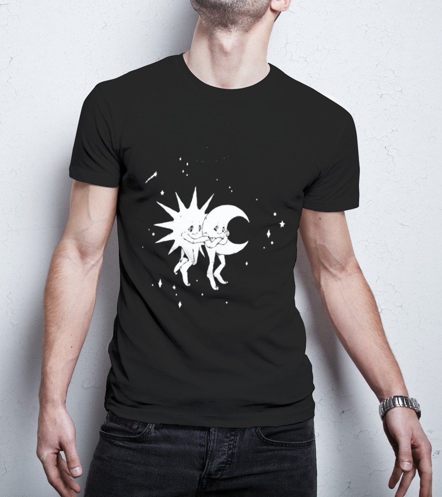 Steady Hands Sun Moon Black White Stars Walking T-Shirt