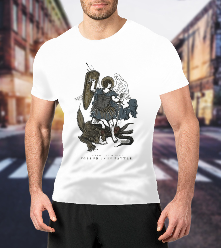 Saint Mxxxxxx Archangel Michael Defend Us In Battle Medieval Angelic Warrior T-Shirt