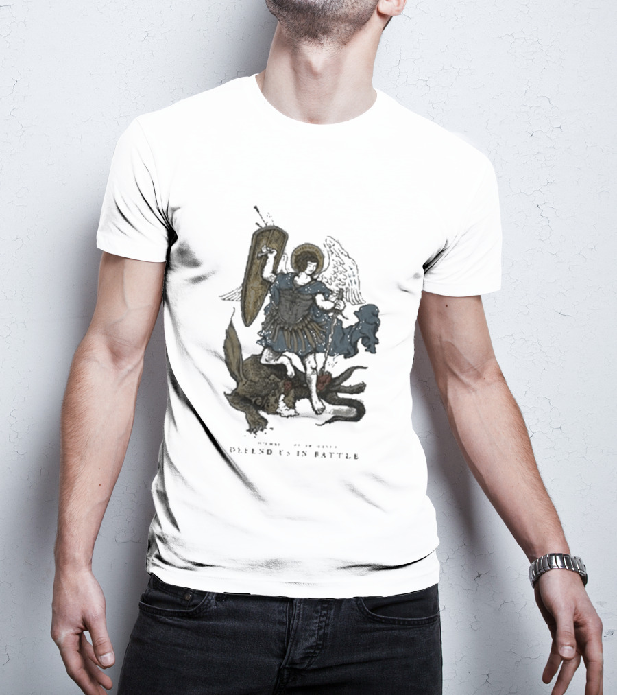 Saint Mxxxxxx Archangel Michael Defend Us In Battle Medieval Angelic Warrior T-Shirt