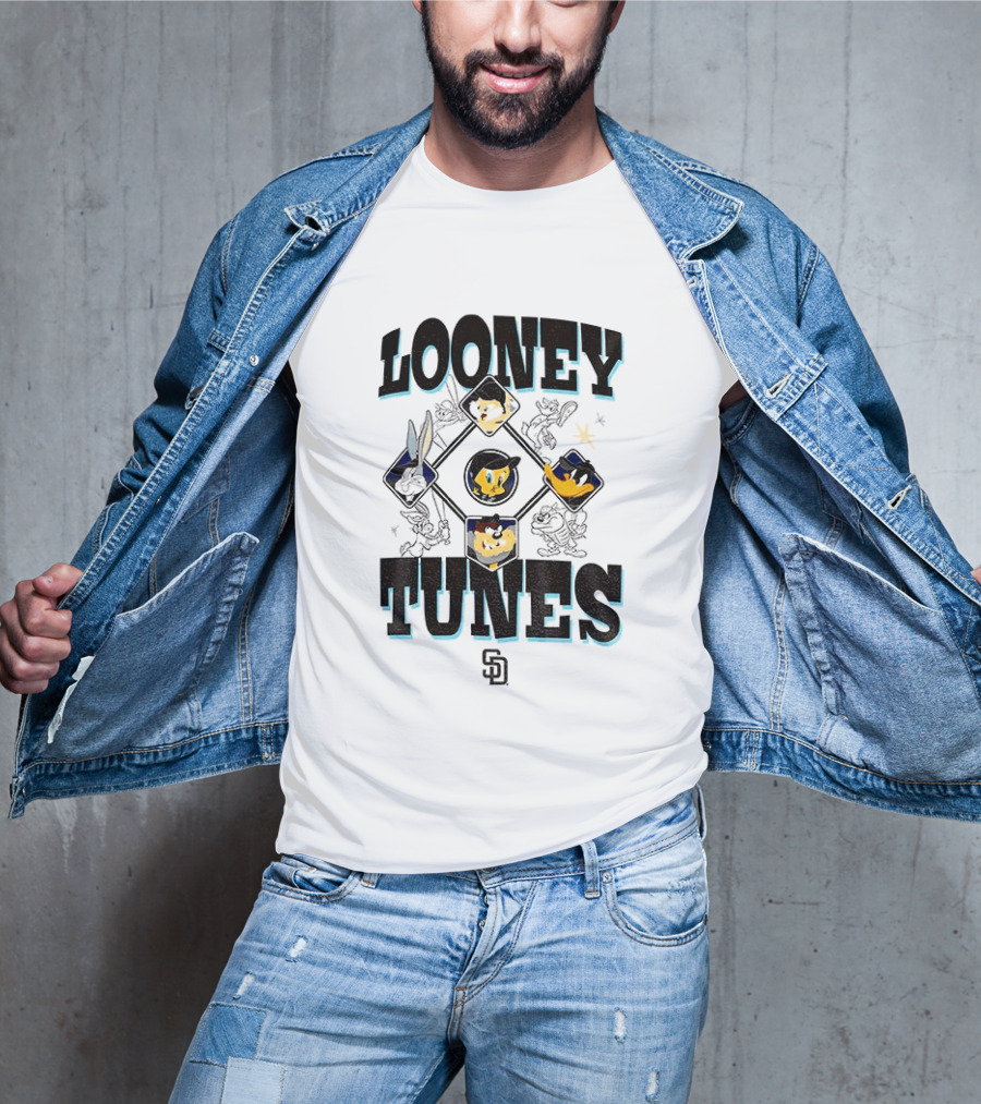 San Diego Padres New Era Looney Tunes MLB Cream Characters T-Shirt