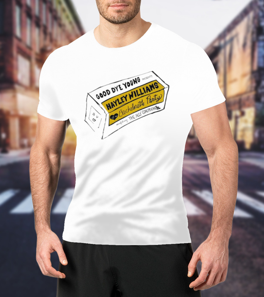 Good Dye Young Hayley Williams Bachelorette Party Benefitting The Ally Coalition Yellow Box Sketch T-Shirt