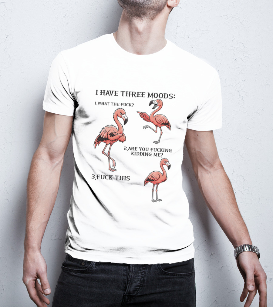 I Have Three Moods What The Fuck Are You Fucking Kidding Me Fuck This Flamingo T-Shirt