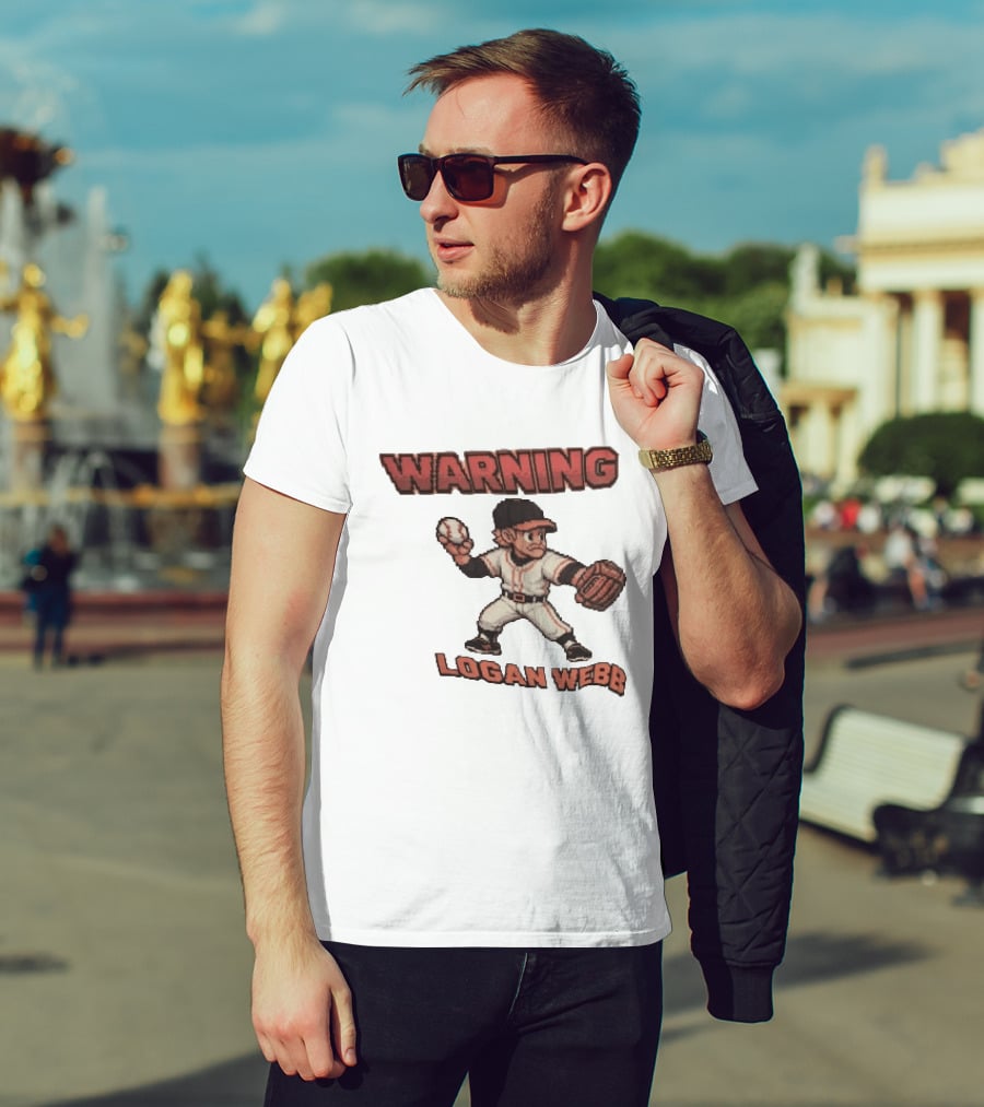Warning Logan Webb 8 Bit Baseball T-Shirt