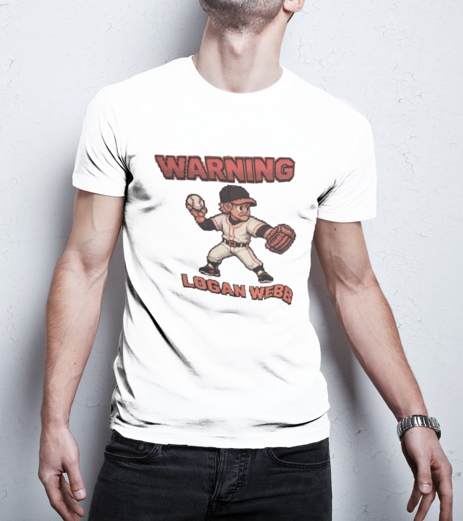 Warning Logan Webb 8 Bit Baseball T-Shirt