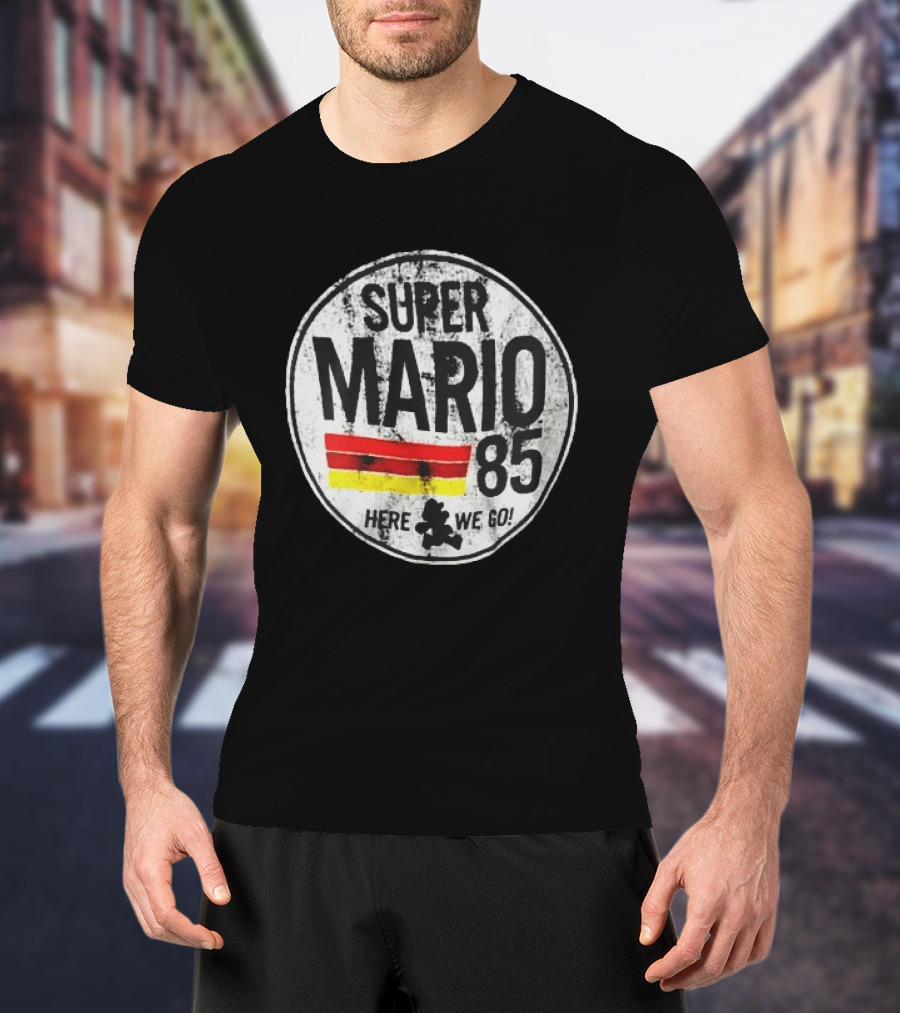 Super Mario 85 Here We Go Vintage Circle T-Shirt