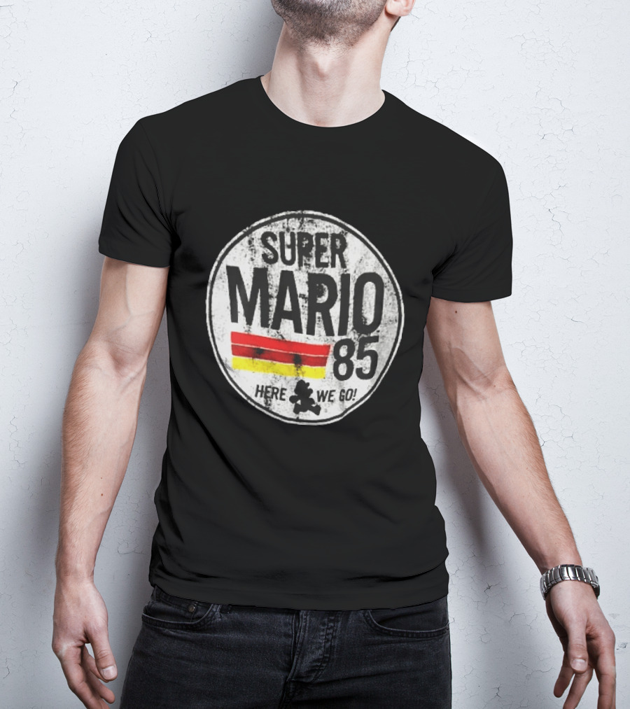 Super Mario 85 Here We Go Vintage Circle T-Shirt