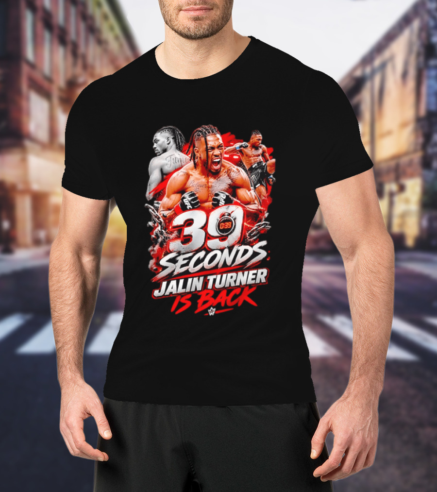 39 Seconds Jalin Turner UFC Fighter Photo Collage Red Glow Is Back T-Shirt
