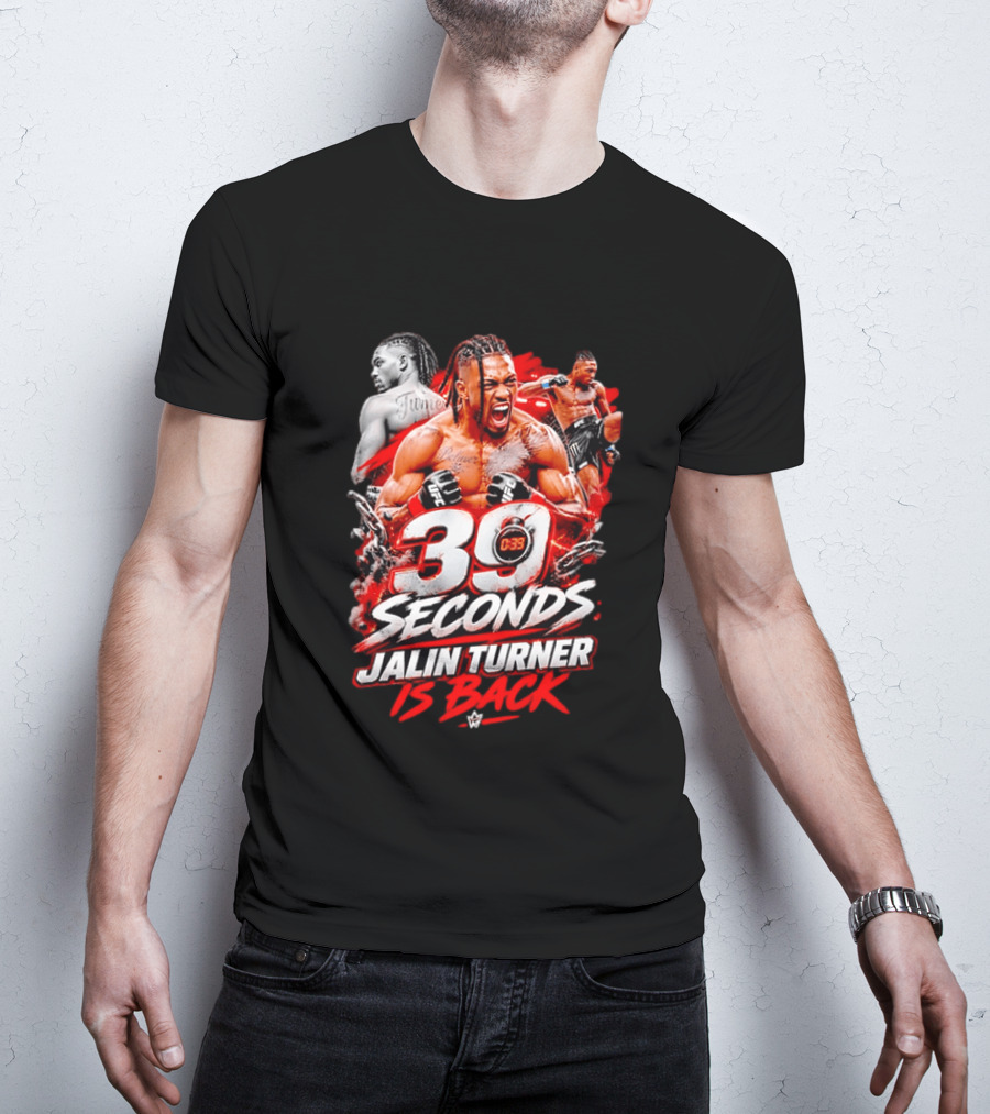 39 Seconds Jalin Turner UFC Fighter Photo Collage Red Glow Is Back T-Shirt
