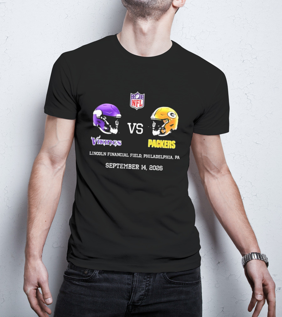 Vikings Vs Packers Lincoln Financial Field Philadelphia PA September 14 2026 T-Shirt