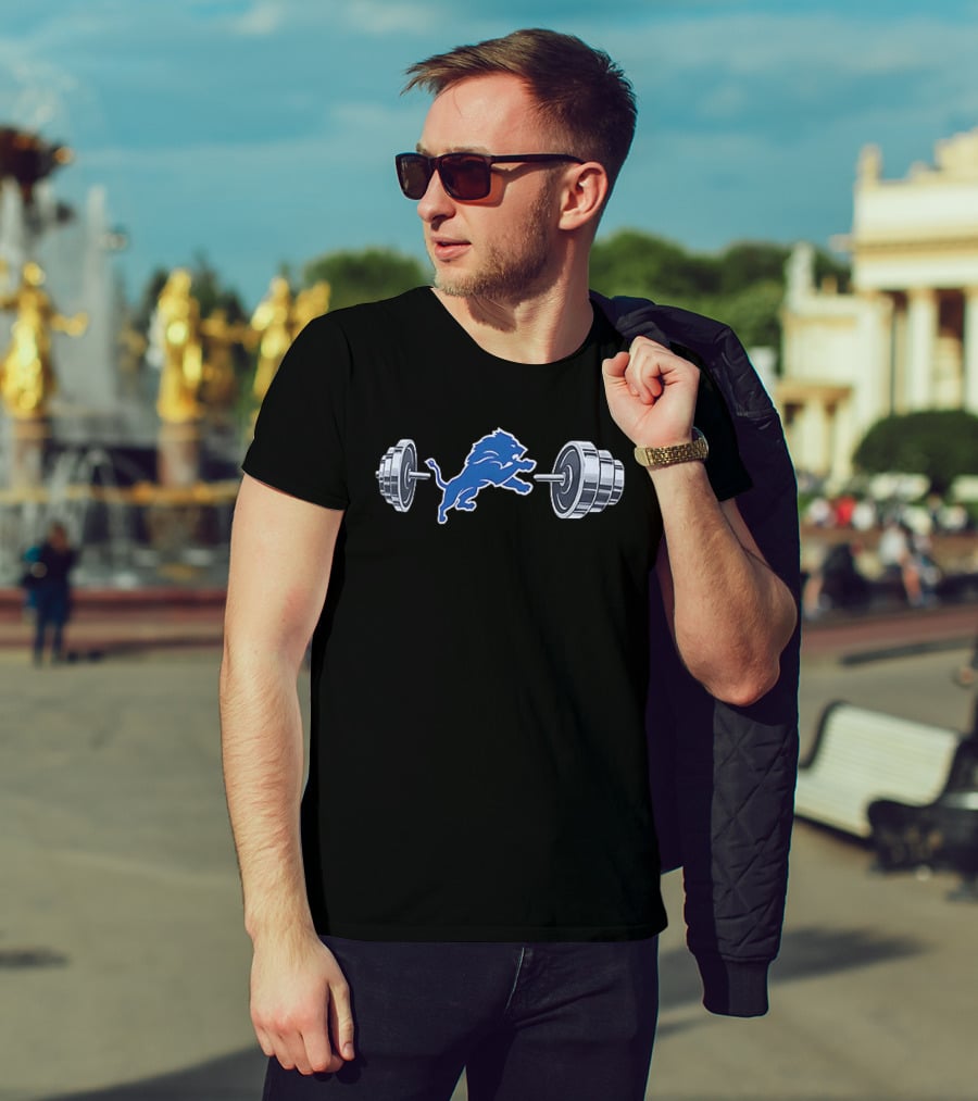 Detroit Lions Barbell 2026 Weightlifting Strength Training Lions T-Shirt