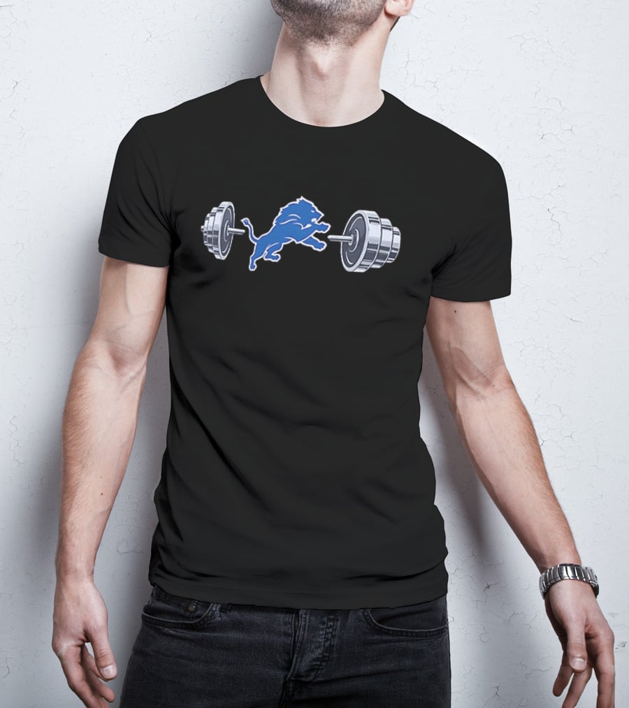 Detroit Lions Barbell 2026 Weightlifting Strength Training Lions T-Shirt