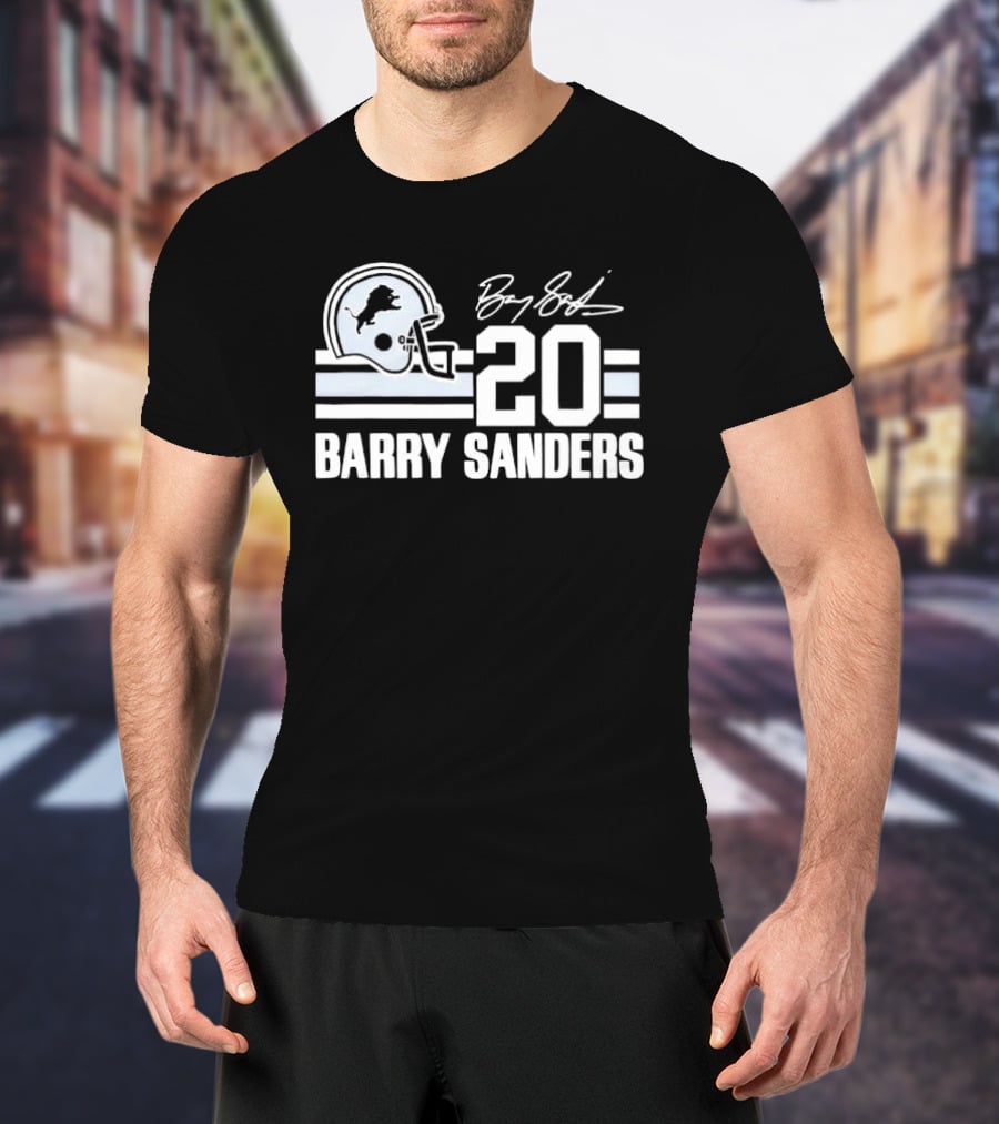 Detroit Lions Barry Sanders 20 Helmet Stripes By BS Signature T-Shirt
