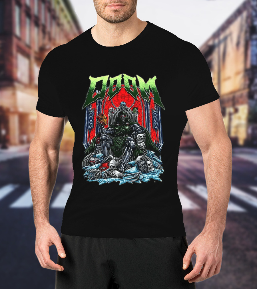 Doctor Doom Throne Marvel Superheroes With Iron Man Mask Doom T-Shirt