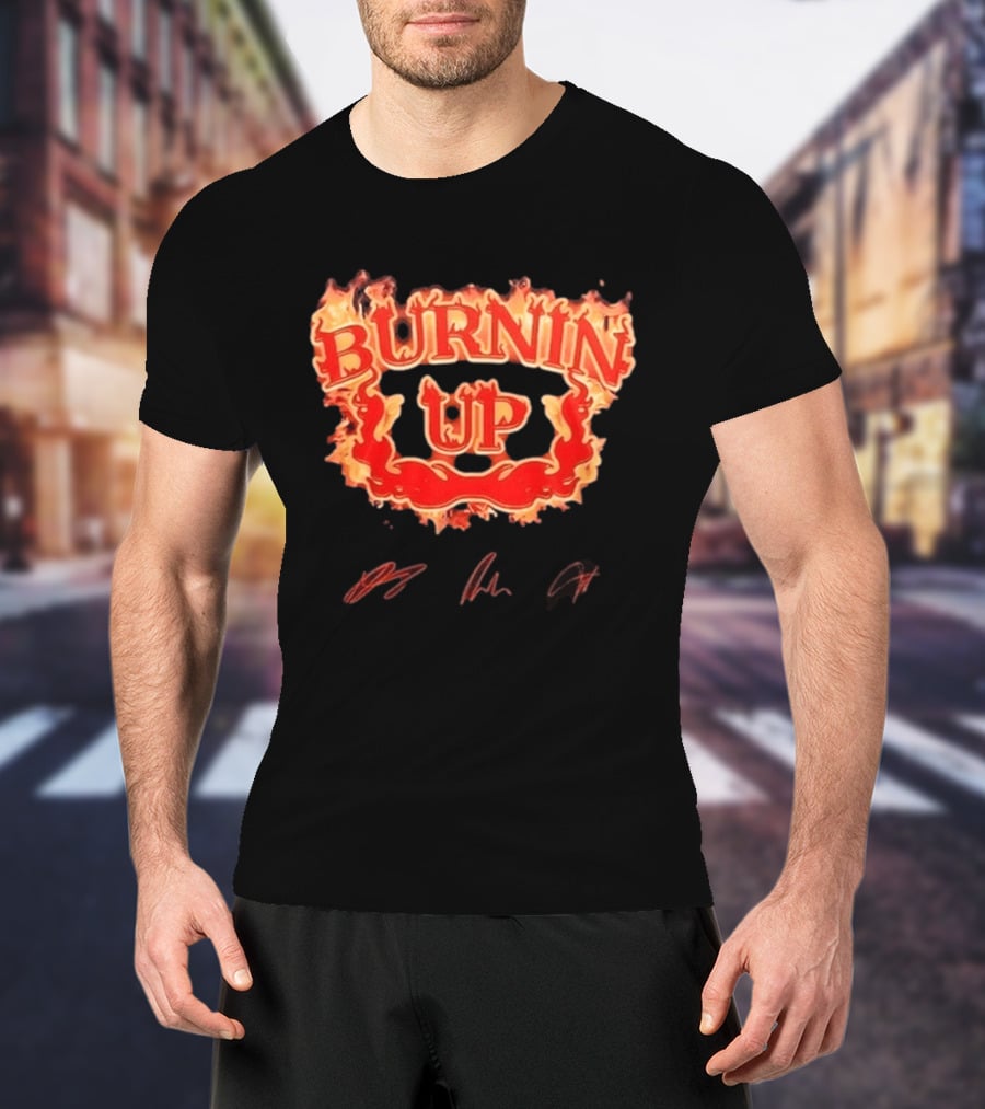 Jonas Brothers Burnin Up Tour Fiery Red Flame Letters T-Shirt