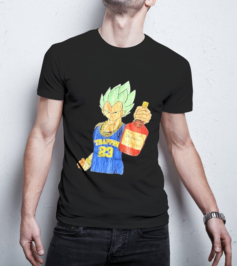 Hennessy Trappin 23 Anime Warrior Graphic Holding Bottle T-Shirt