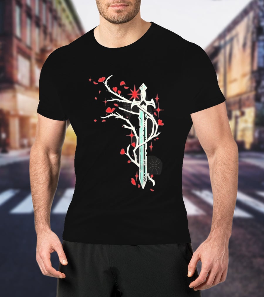 Lifesteal Sword With Red Petals Survival Gaming T-Shirt