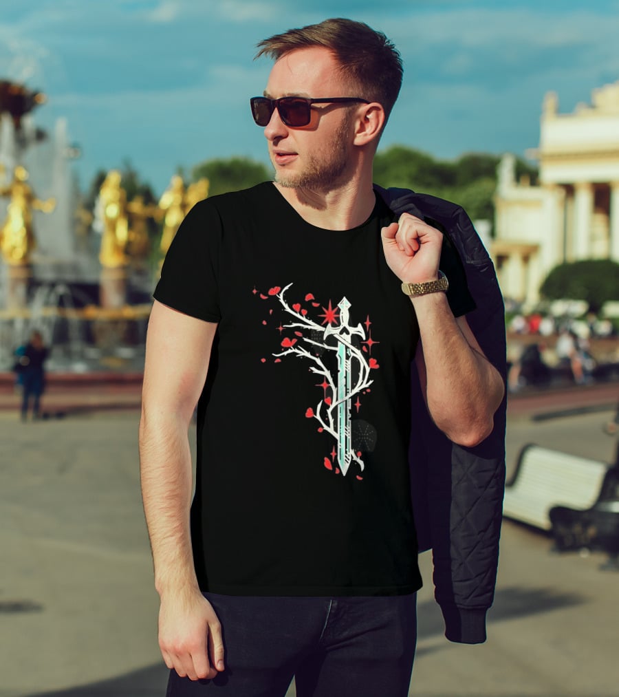 Lifesteal Sword With Red Petals Survival Gaming T-Shirt