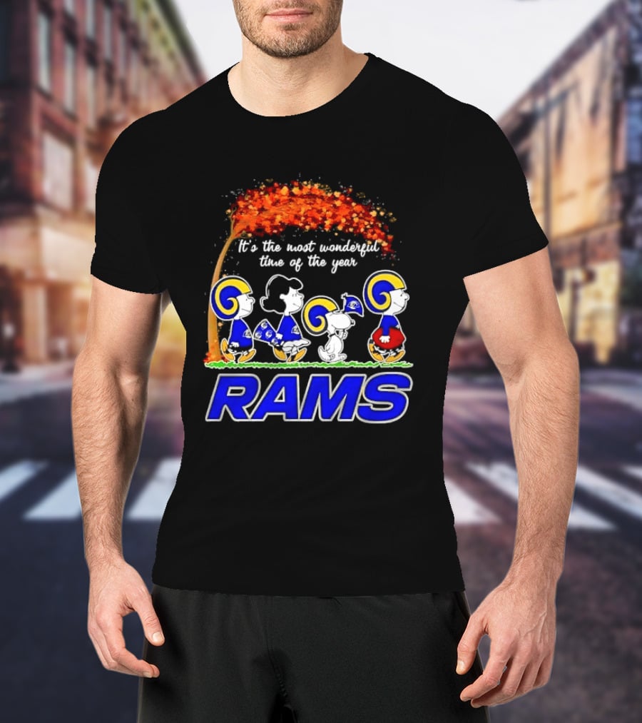 Los Angeles Rams It's The Most Wonderful Time Of Year Charlie Brown Snoopy Peanuts Football Fall T-Shirt