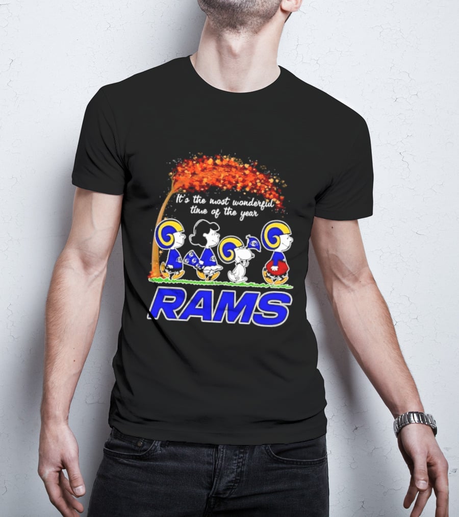 Los Angeles Rams It's The Most Wonderful Time Of Year Charlie Brown Snoopy Peanuts Football Fall T-Shirt
