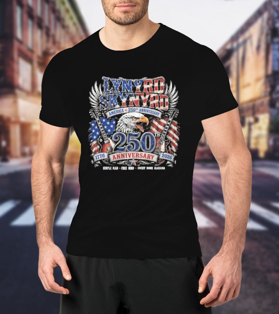 Lynyrd Skynyrd America 250th Anniversary Eagle 1776 2026 Simple Man Free Bird Sweet Home Alabama T-Shirt