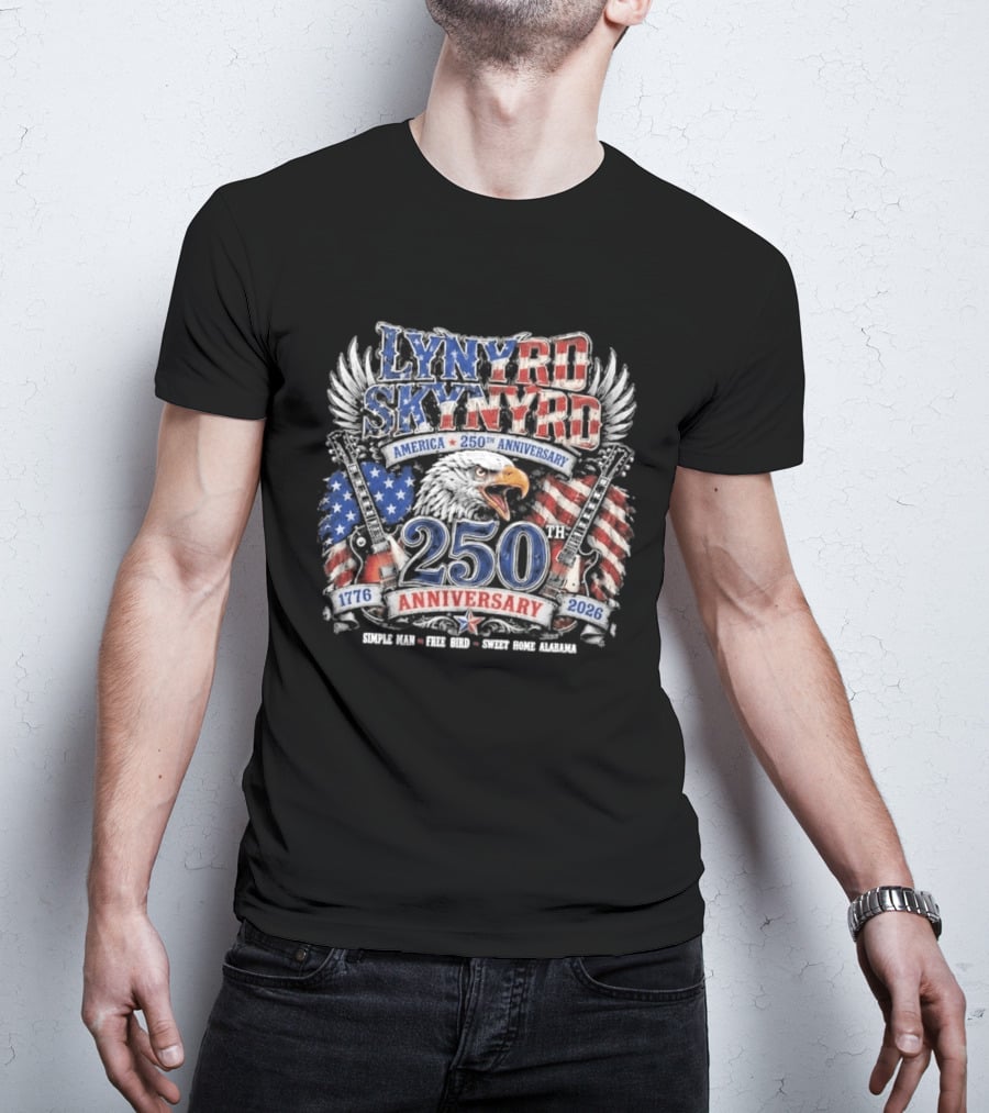 Lynyrd Skynyrd America 250th Anniversary Eagle 1776 2026 Simple Man Free Bird Sweet Home Alabama T-Shirt