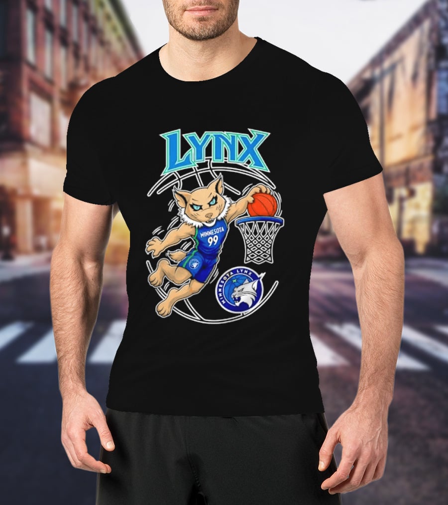 Minnesota Lynx 99 Cartoon Dunking Basketball Player T-Shirt