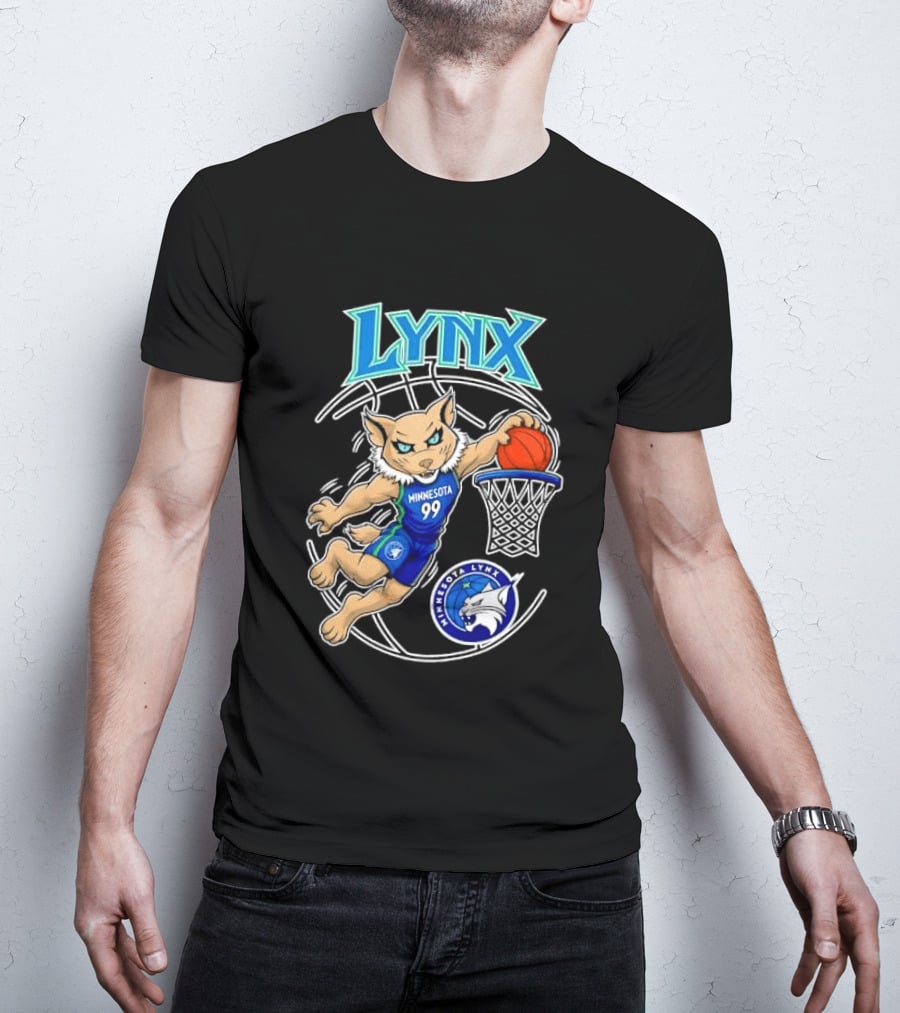 Minnesota Lynx 99 Cartoon Dunking Basketball Player T-Shirt