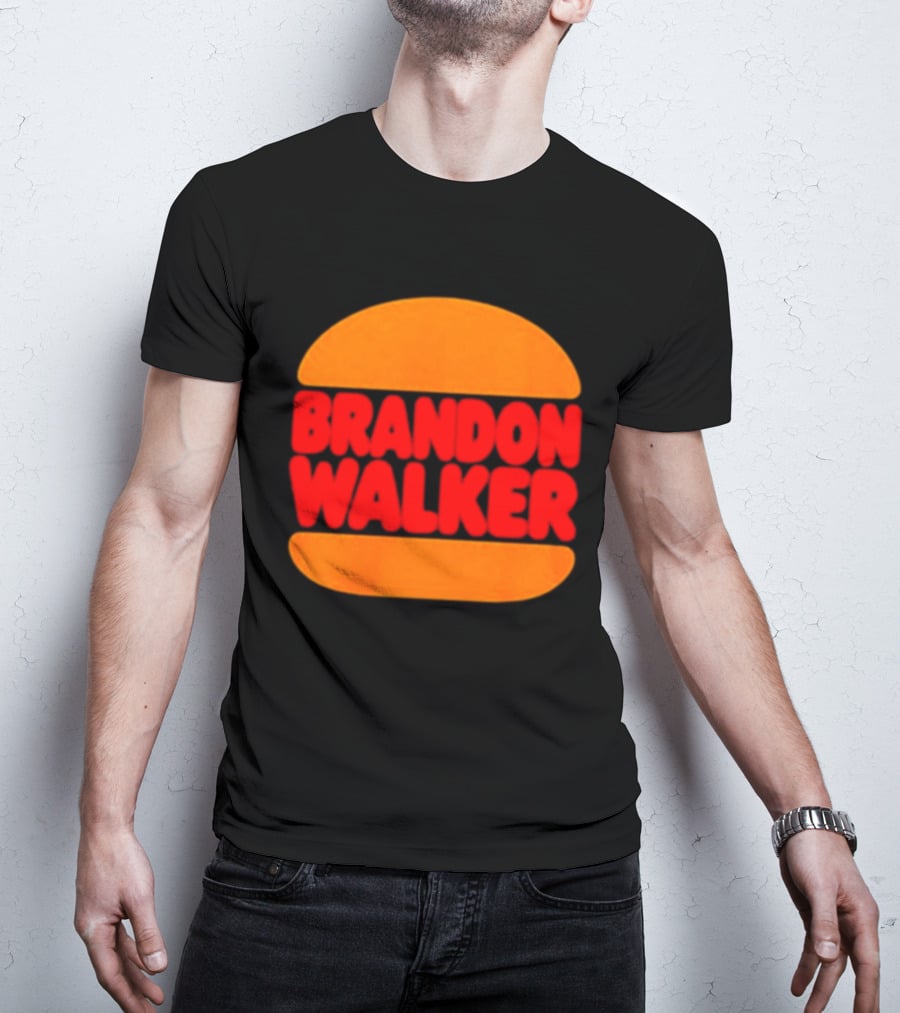 Brandon Walker Hamburger Bold Red Text Inside Orange Bun T-Shirt
