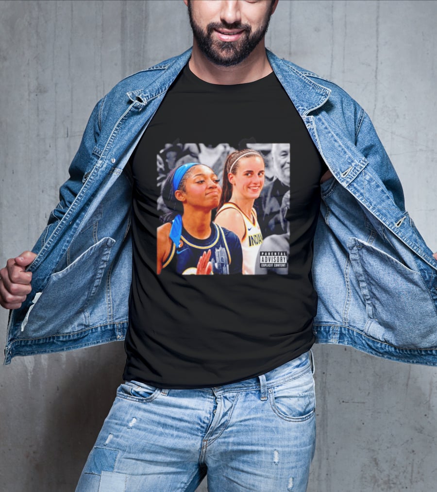 Caitlin Clark Angel Reese Parental Advisory Explicit Content T-Shirt