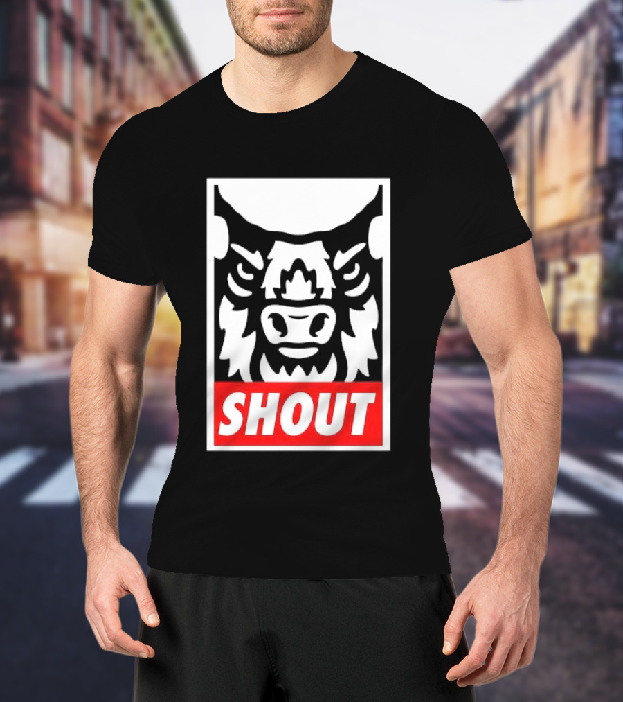 Shout Buffalo Bison Stylized Face T-Shirt