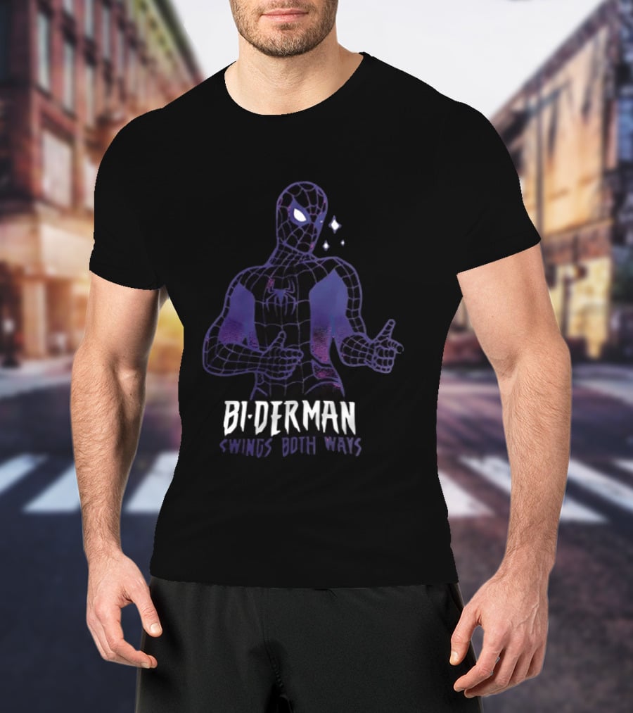 Bi Derman Swings Both Ways Spider Man T-Shirt
