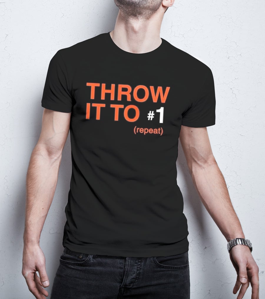 Throw It To Number 1 Repeat Orange White Black T-Shirt