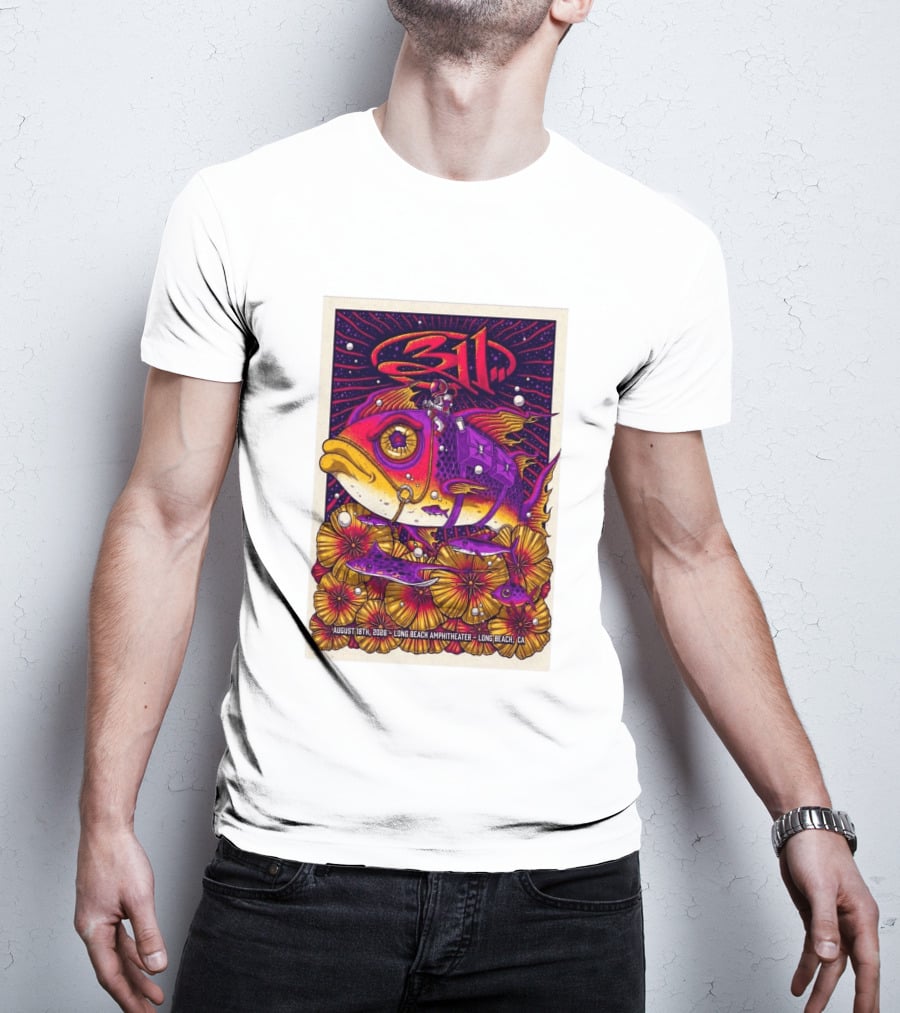 311 August 18 2026 Long Beach Amphitheater CA Psychedelic Fish And Astronaut T-Shirt