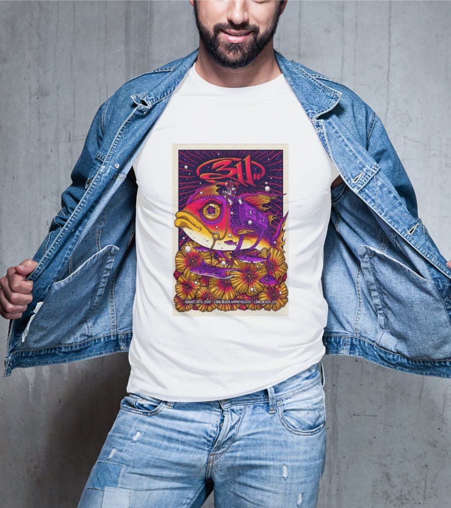 311 August 18 2026 Long Beach Amphitheater CA Psychedelic Fish And Astronaut T-Shirt